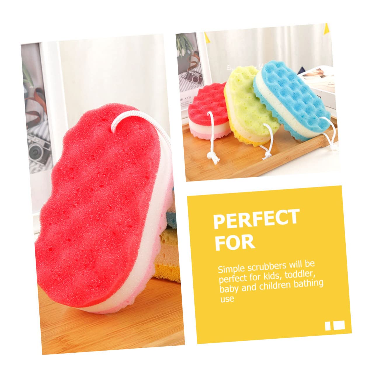 Healeved 20piezas Esponjas De Baño Suaves y Resistentes Para Adultos De Amarillas y Rojas Accesorios De Ducha Para Limpieza y Masaje Corporal Abundante y Confortable