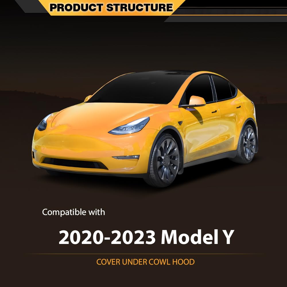 CNNELL Rear Trim Cover Under Cowl Hood Compatible with Tesla Model Y 2020 2021 2022 2023 1492605-00-A 1492605-00 1494255-00-B