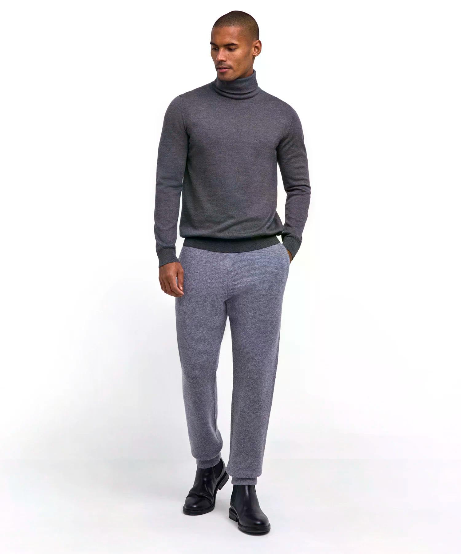 FALKE Hombre Basic Roll Neck suéter pulóver Elegante clásico para el Trabajo y el Tiempo Libre con Cuello Alto Transpirable regulación climática antiolor Lana 1 Pieza
