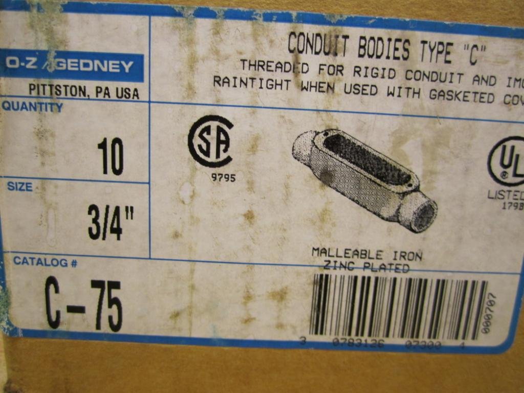 C-75 C75 Type C Conduit Bodies (Pack of 10)