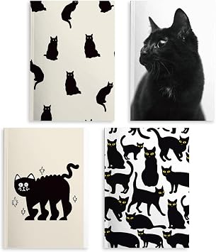 Cat Lined Notebooks for Work, 4 Pcs A58.26x5.7inch College Ruled Notebook Journal for Women, Cute Notepads Journals for Writing, Cute Diary Stationary Cat Lover Gifts 1