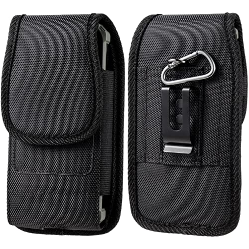 Fisuper Cell Phone Pouch Nylon Belt Holster For Iphone 13 12 11 Pro Max, For Galaxy S20+/M20/Note 10, For Huawei P40 Pro/Mate 30, Men's Outdoor Pouch Black Color (L [Upt To 6.7“ Device]) #TOP1