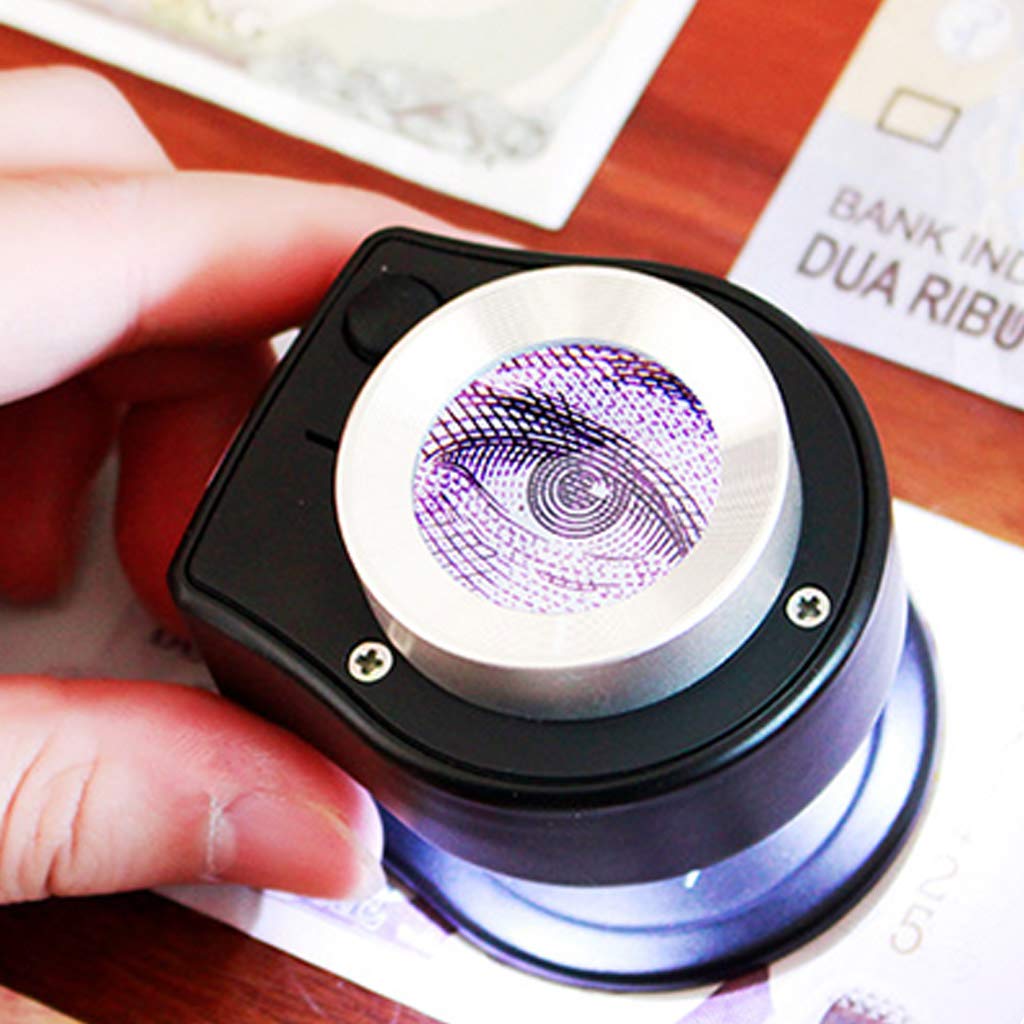 30 Times Optical Glass Lens Scale Focusing Magnifier with LED Lights and Glass for Antique Jewelry