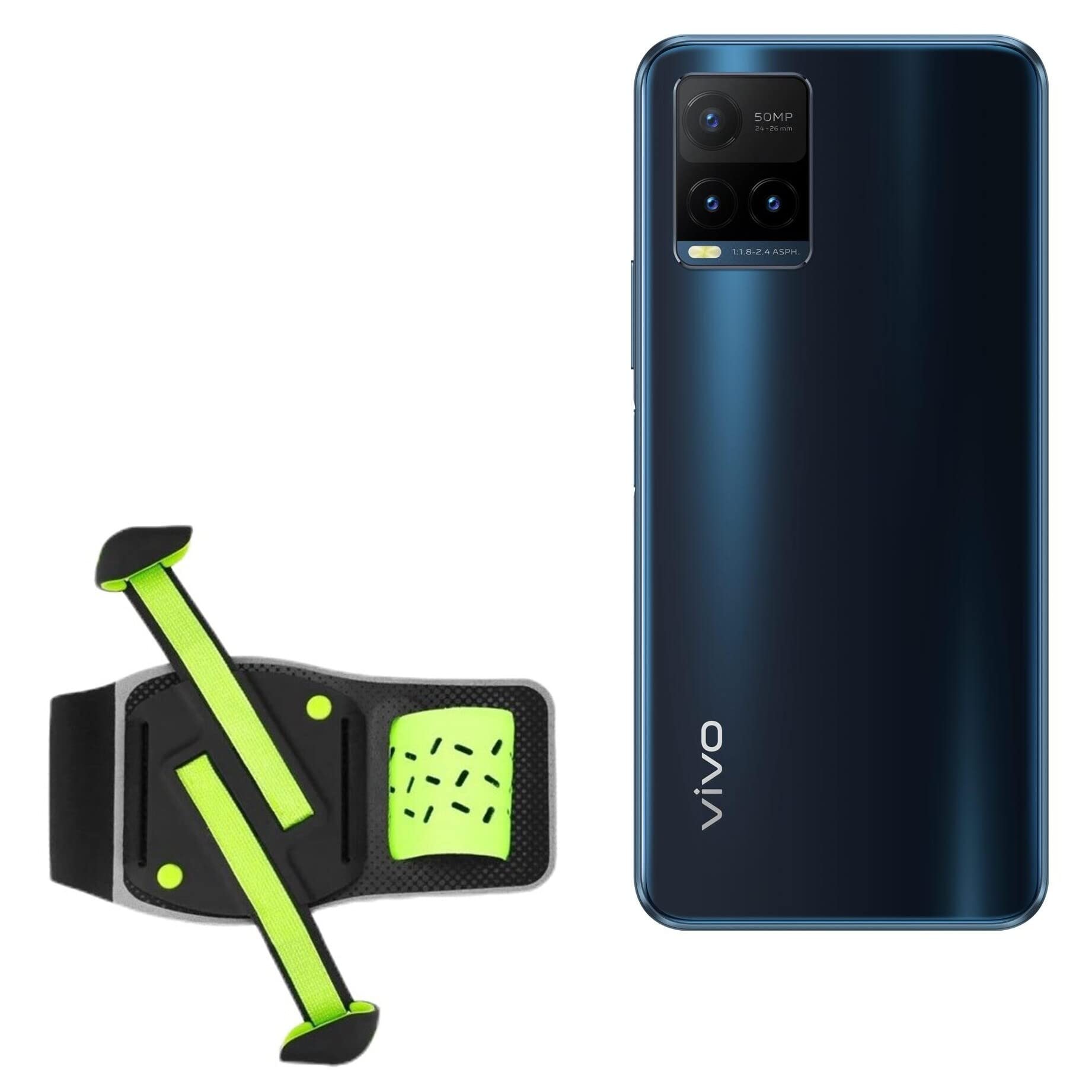 BoxWave Holster Compatible with vivo Y21T - FlexSport Armband, Adjustable Armband for Workout and Running - Stark Green