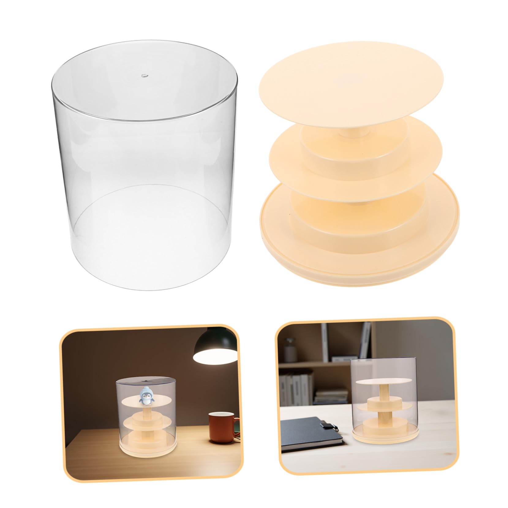 Vitrina Giratoria Transparente Caja Antipolvo para Minifiguras Vitrina de Colección para Exhibir Modelos Estante o Escritorio