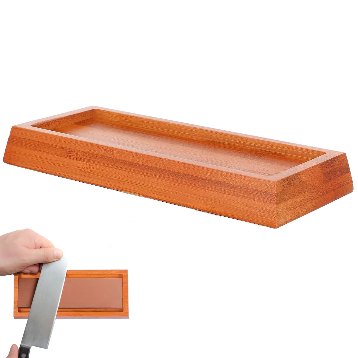 Wooden Sharpener Holder - Practical Bench Strop Accessory for Knife Sharpening and Carving - Non-Slip Bamboo Base - Environmental-Friendly Sharpening Stone Whetstone Bracket