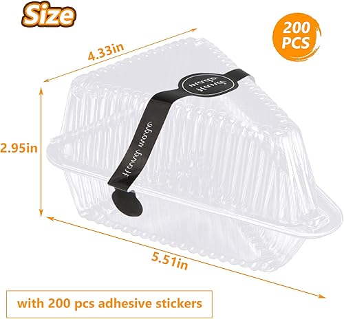 Miniatura 8 de 200 recipientes gruesos para tartas con tapas, recipientes de plástico transparente con bisagras para tarta de queso, cajas individuales desechables