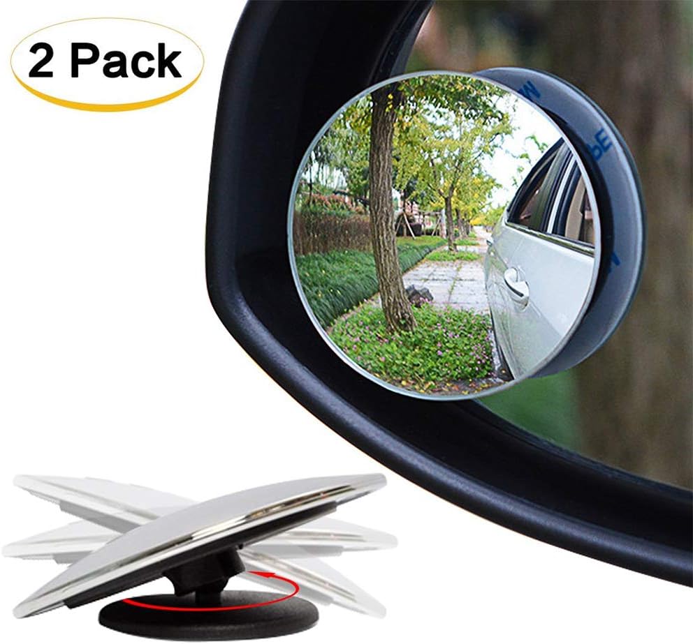 Carperipher 55mm 360 Degree Adjustable Rounded Rearview Blind Spot Mirror, Pack of 2