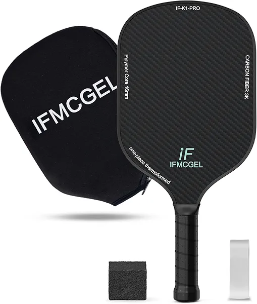 Pickleball Paddles, 3K Thermoforming Carbon Fiber Pickleball Paddle, Bigger Sweet Spot, Ideal for Men, Women, Novice, Intermediate & All Levels, Includes Paddle Cover&Eraser&Grip Tape