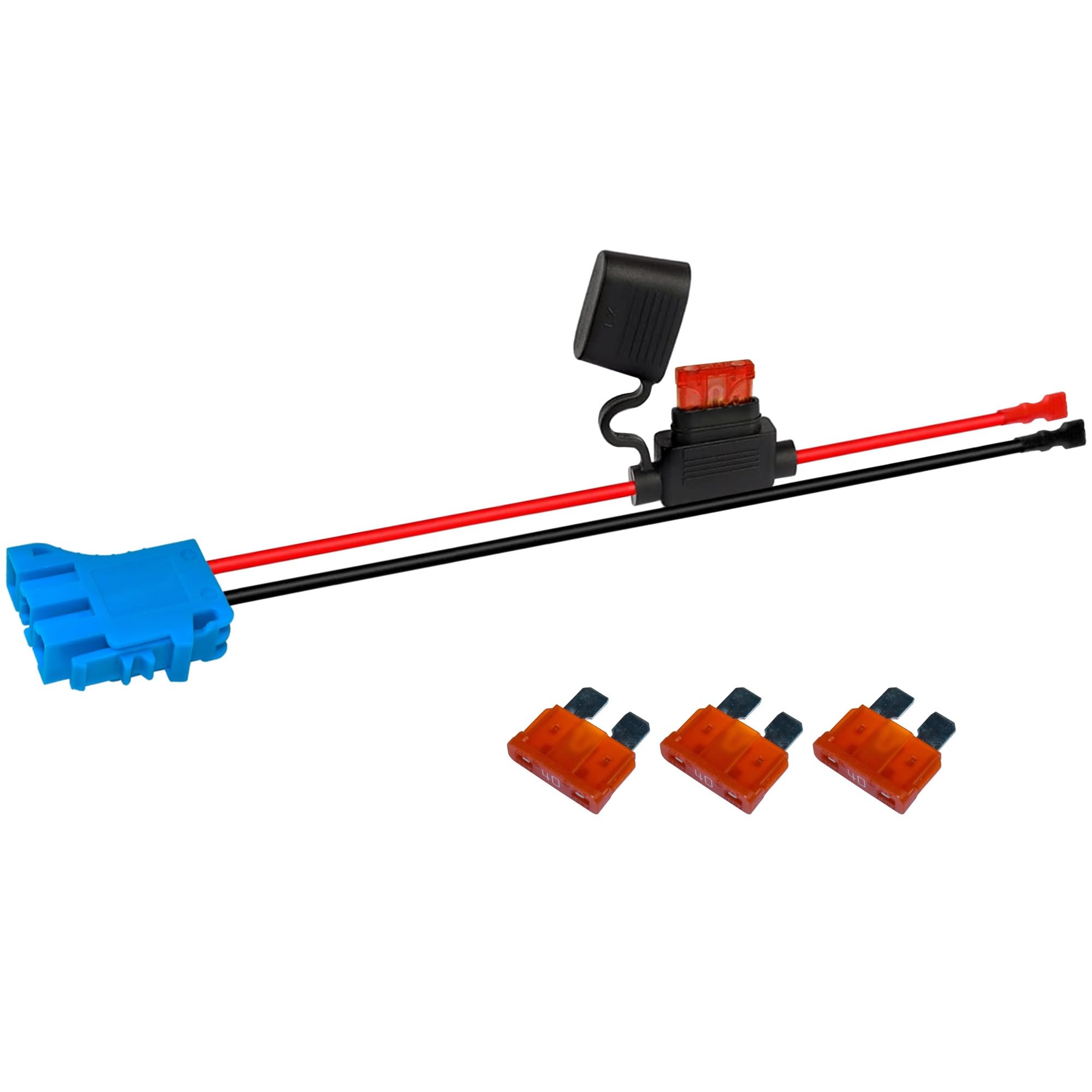 HQRP Wire Harness Connector Compatible with Peg-Perego 12-Volt SLA Battery Children Ride-on Car, Cable 12AWG Wire with 4-Pack Fuse, for Lithium LiFePO4 and Lead-Acid Batteries and Adapters
