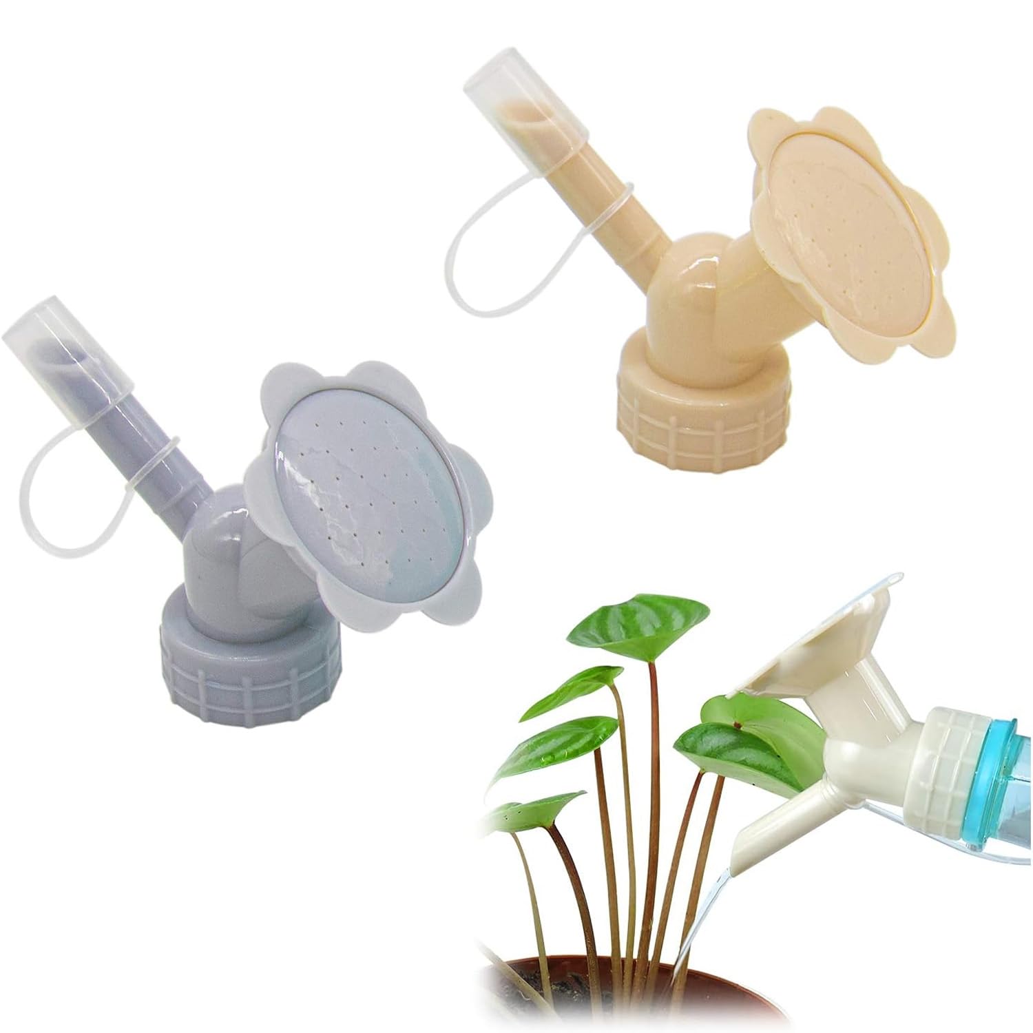 AKOAK 2 Pcs Bottle Cap Sprinkler, Plastic Double Head Bottle Sprayer, Small Watering Can for Plants or Flowers, Bottle Sprayer Bonsai Indoor Nursery