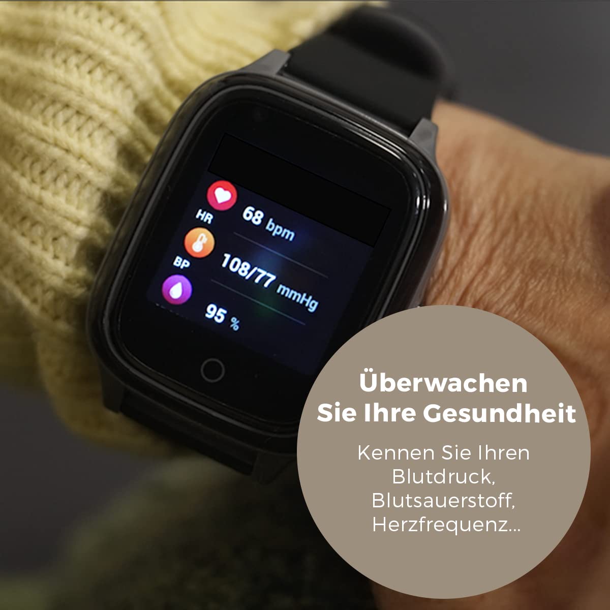 SaveFamily Senior. Ortungsgerät für Senioren, GPS, Anrufe, Notruferinnerung, Herzfrequenz, Schrittzähler, eigene App.
