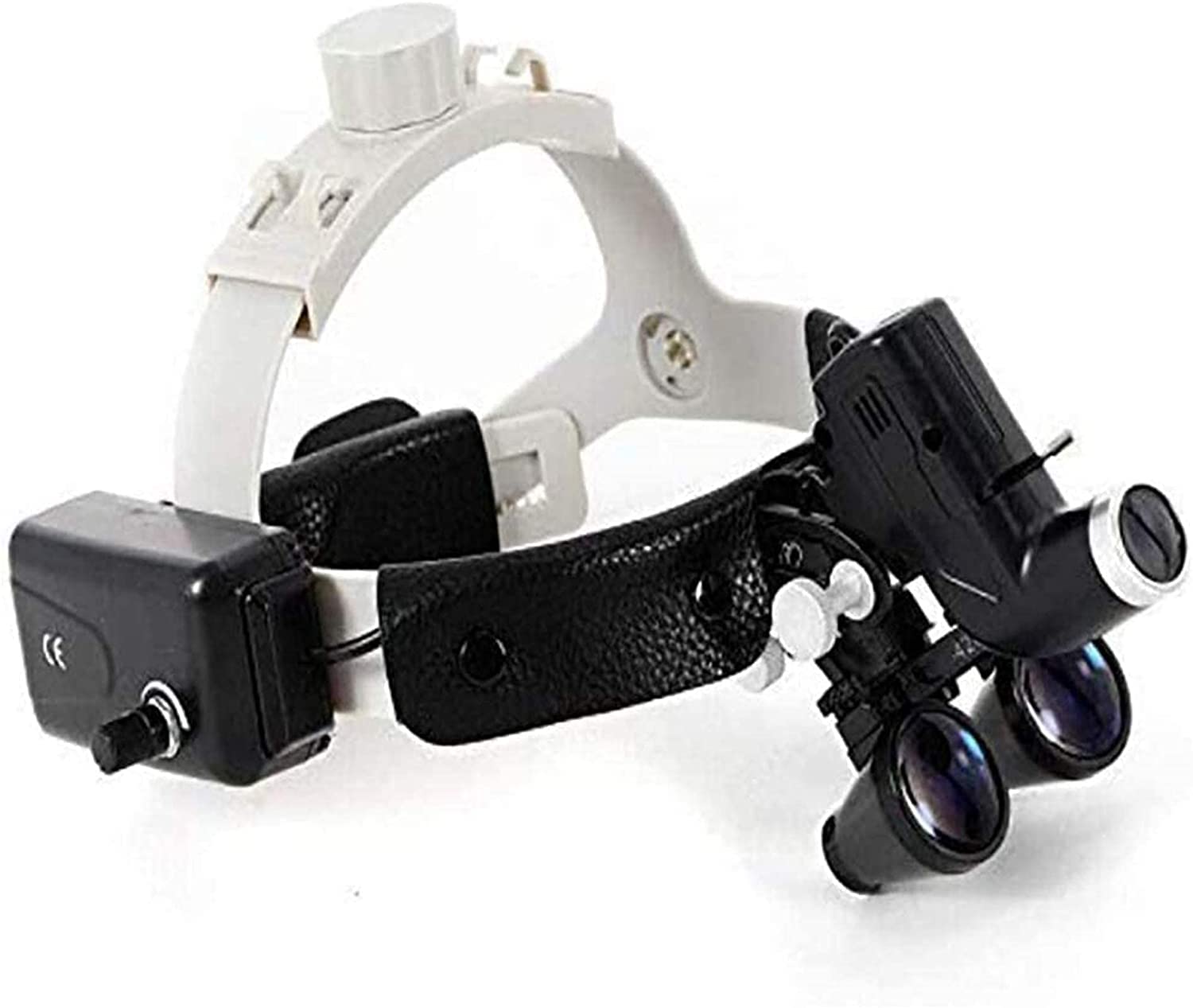 Stirnbandlupe, digitale Handlupe, Lupe, 2,5 x 3,5 x 420 mm, Fernglaslupe, Stirnband, Lupe mit LED-Scheinwerfer, Hobbys, Lesen, Schmuck, Lou-Sicht, Schwarz, 2,5-fach