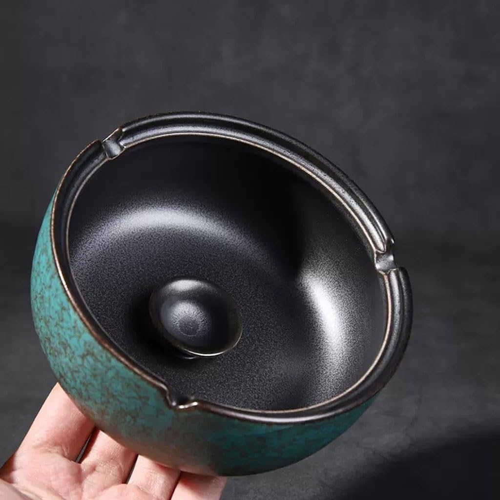 Ash Tray Creative Home Office Personality Ceramic Living Room Chinese Style Ashtray with Cover Ashtray For Outside Patio