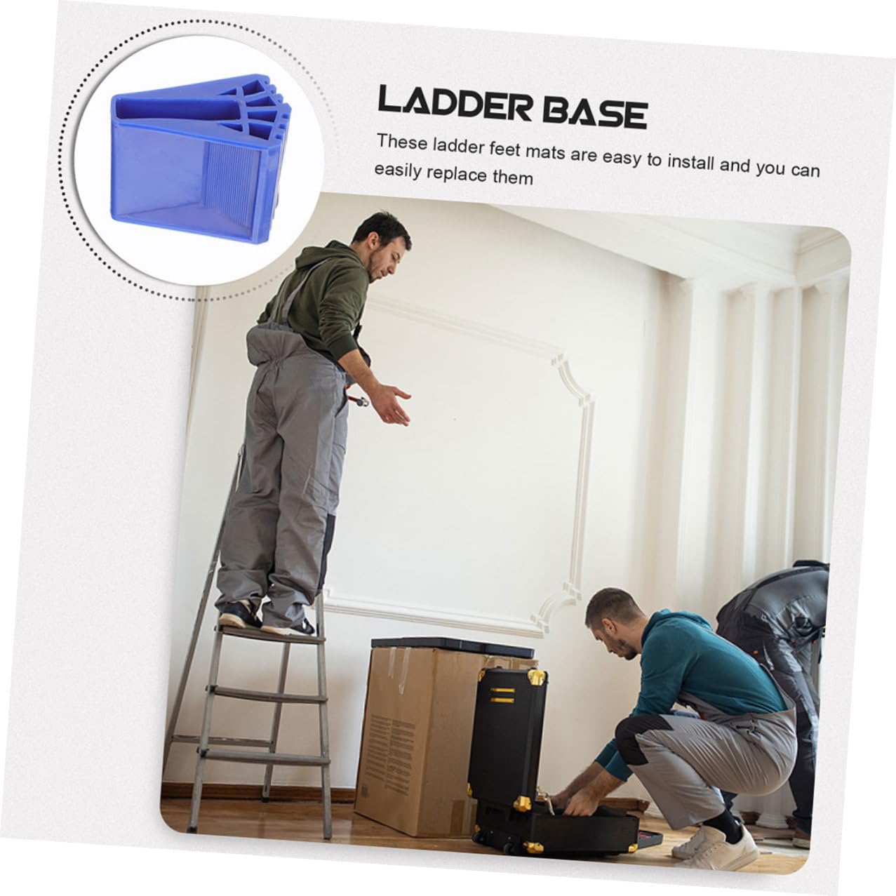 8pcs Non-Slip Ladder Rubber Caps with Anti-wear Large Base 61x61x17mm Ladder Feet Replacement Pads for Floor Protection and Stability in Home and Office Use