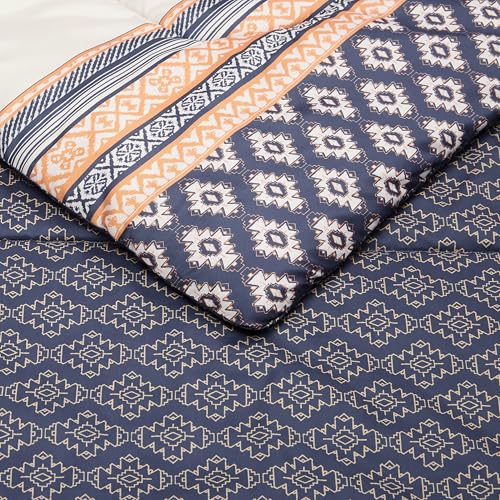 Image of Amazon Basics Lightweight Microfiber Comforter Set, 3-Pieces, Gray Geometrics, Full /Queen