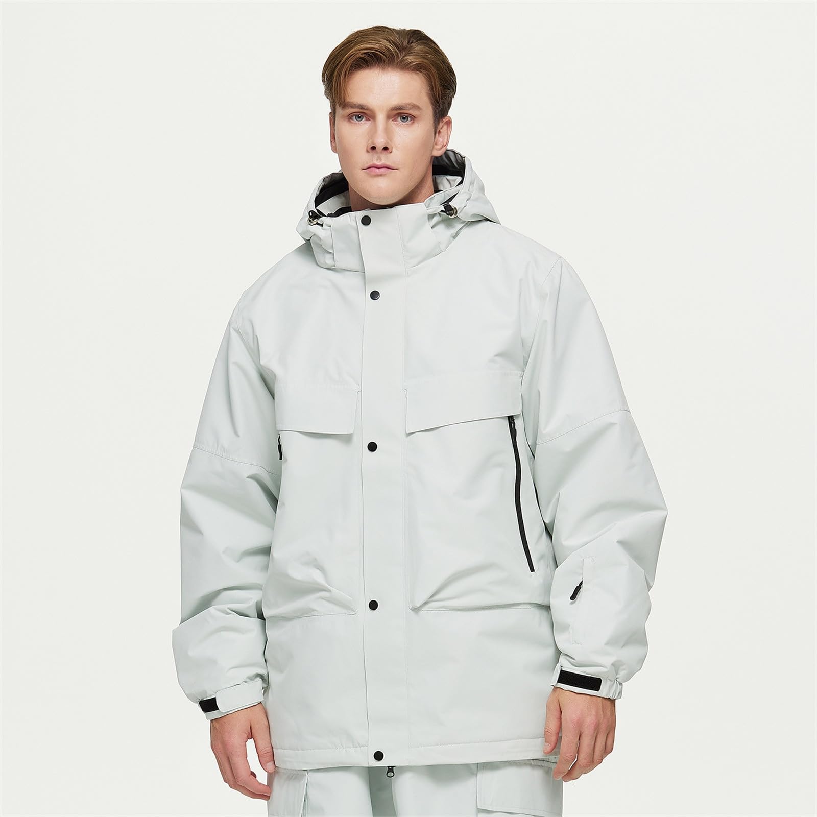 Uomo Donna Giacca da Sci Baggy Giacca da Snowboard Larghi Giacce da Neve Oversize - Multitasche Impermeabile Antivento Traspirante Isolante Caldo con Cappuccio con Tasche per Escursionismo