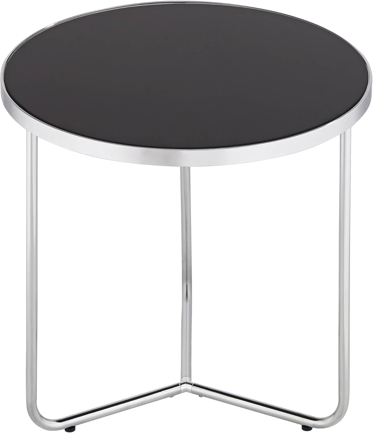 Studio 55D Collins Mid-Century Modern Chrome Round Nesting Tables Set of 2 19 1/2" Wide Silver Black Tempered Glass Tabletop for Living Room Bedroom Bedside Entryway House Home Office