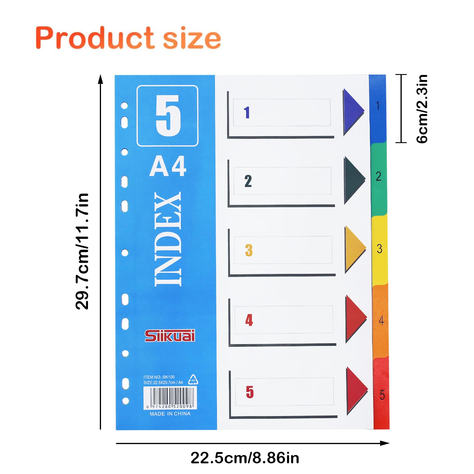 XHDA 1-5 Part Dividers A4, 10 Pack Multi-Colour Plastic A4 Index Folder Subject Dividers - Image 2