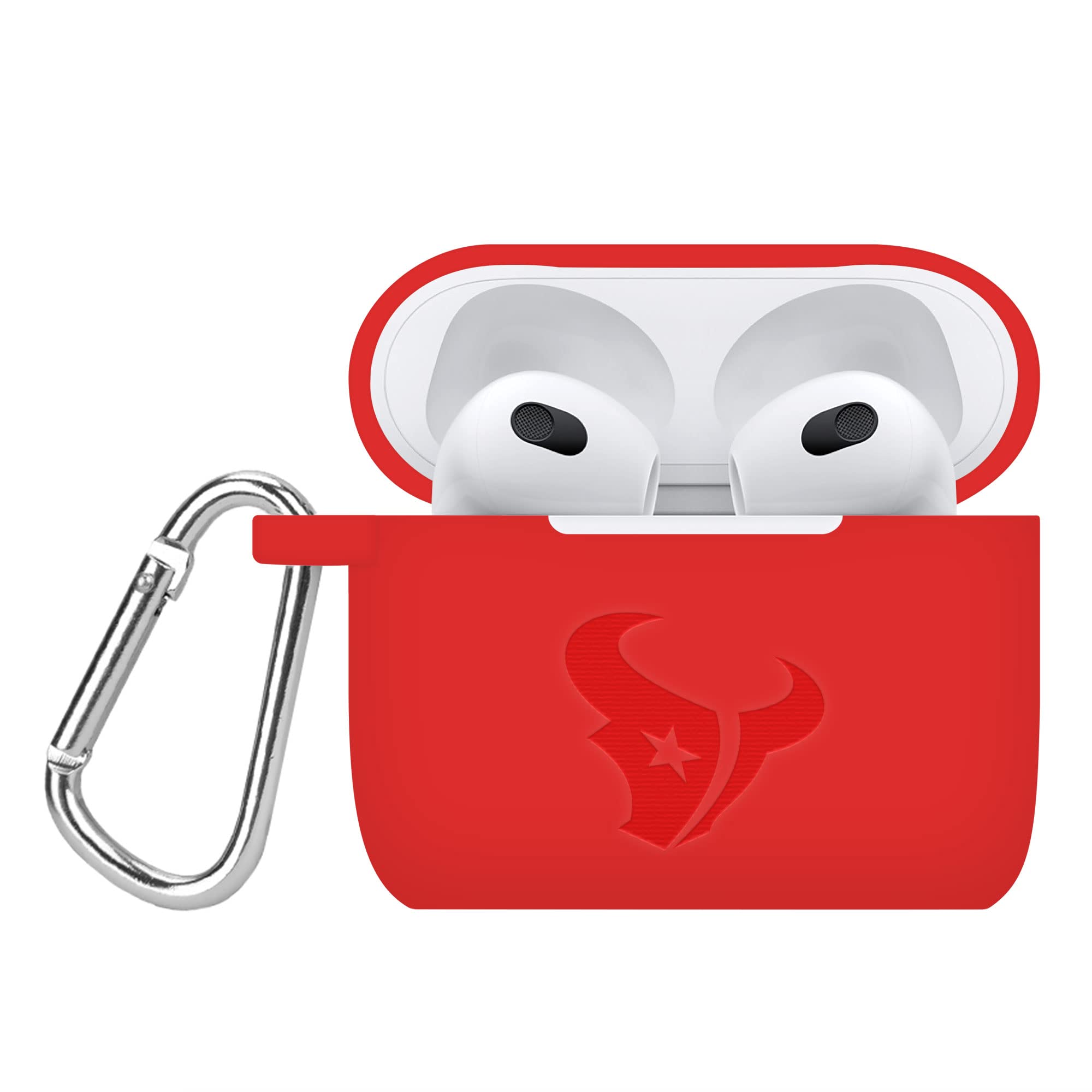 GAME TIME Houston Texans Engraved Silicone Case Cover Compatible with Apple AirPods Gen 3 (Red)
