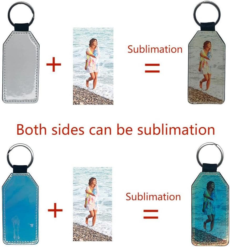 10 Pieces Sublimation Keychain (Blank leather + 7 Colors leather) Both Sides Can Be Sublimated DIY Craft (Bottle shape) - Image 2