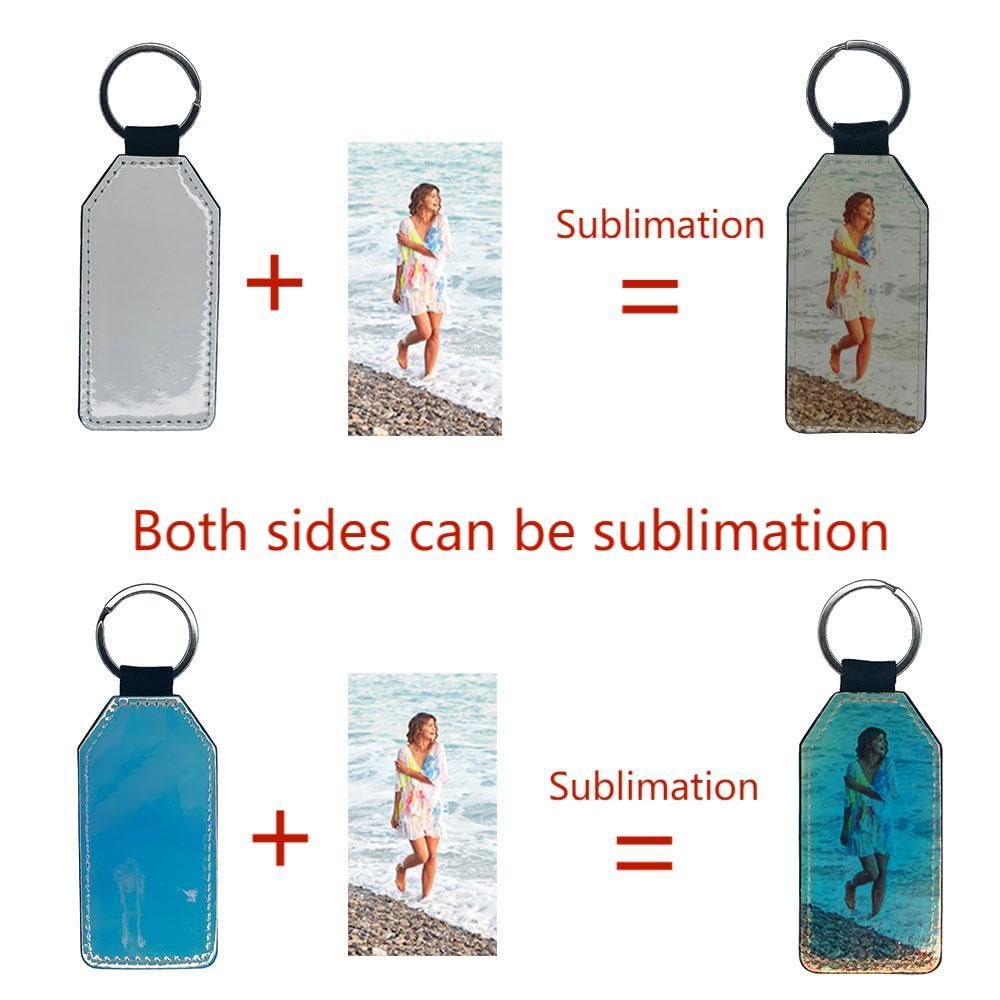 Yongkang 10 Pieces Sublimation Keychain (Blank leather + 7 Colors leather) Both Sides Can Be Sublimated DIY Craft (Bottle shape)
