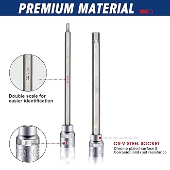 その他 AAAA RIZOM 18-Piece 3/8 Inch Drive Extra Long Allen Hex Bit