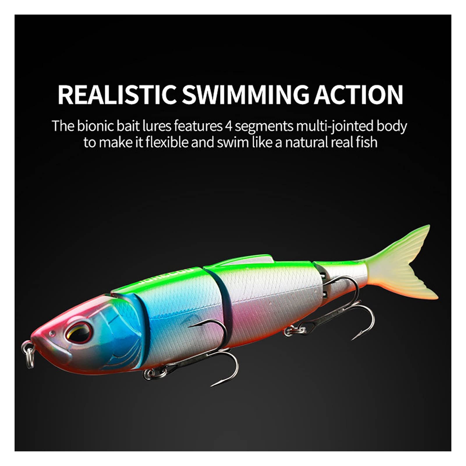 Kunstköder Gelenkte Swimbait, die harten Köder Angeln Angelköder strukturierte lebensechte Haut Curvy's' Swim für Bassforellen Hecht 5.3in Kunstköder Gummifische (Color : E)