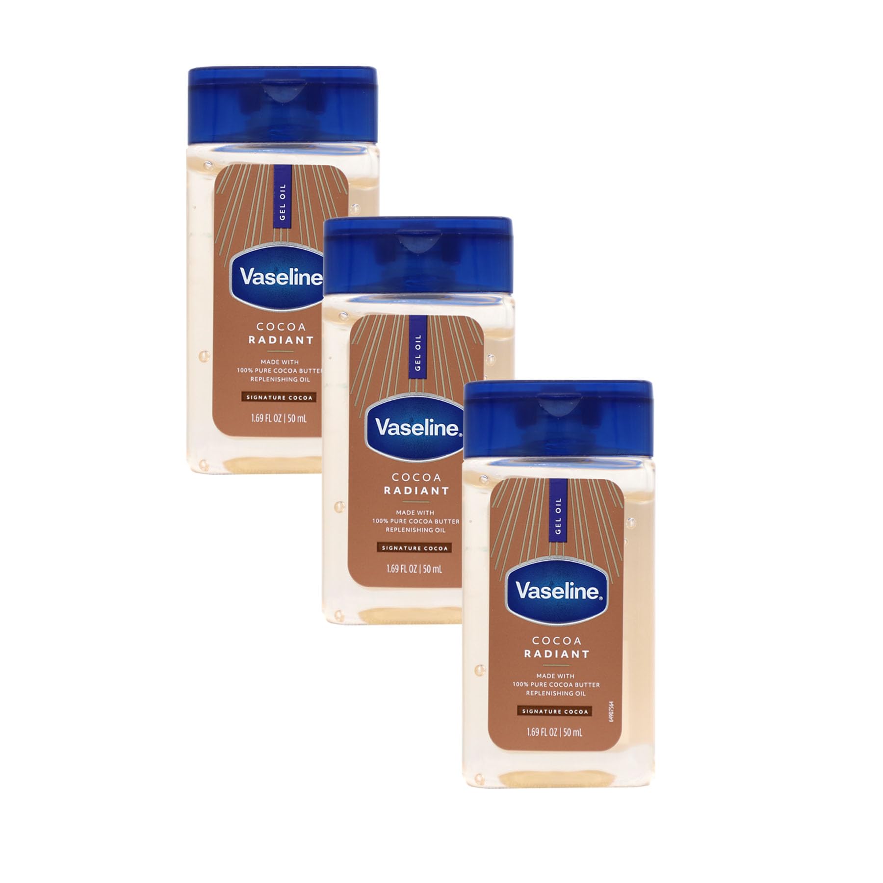 Vaseline Cocoa Radiant Replenishing Oil Gel with Pure Cocoa Butter, Travel Size, 1.69 fl oz, 3 Pack