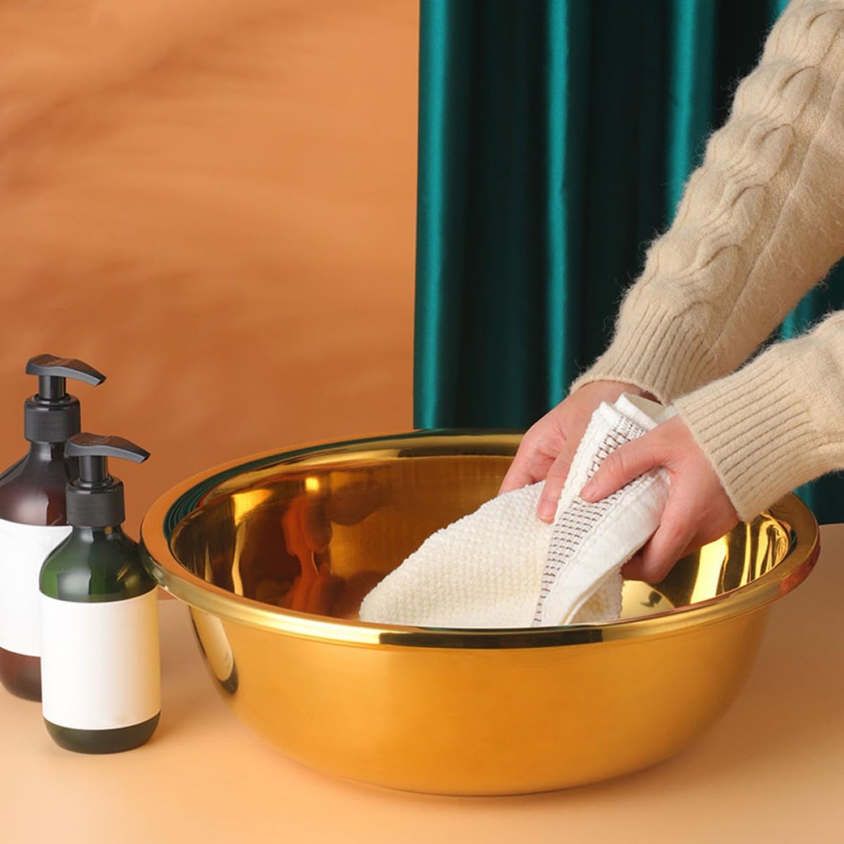 Stainless Steel Mixing Bowl Large Kitchen Salad Basin Thickened Cooking Bowl Household Vegetable Washing Basin for Food Preparation and Washing