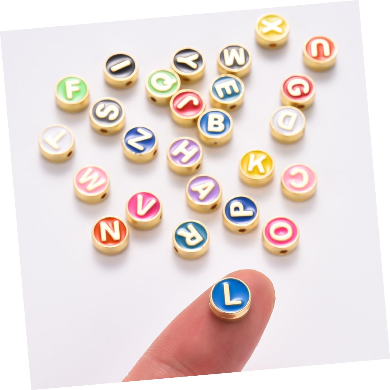 NUOBESTY 4 Sets Handgefertigte Alphabet-perlen Aus Legierung Runde Perlen Für Armband Bastelbedarf 26 Stück X 4