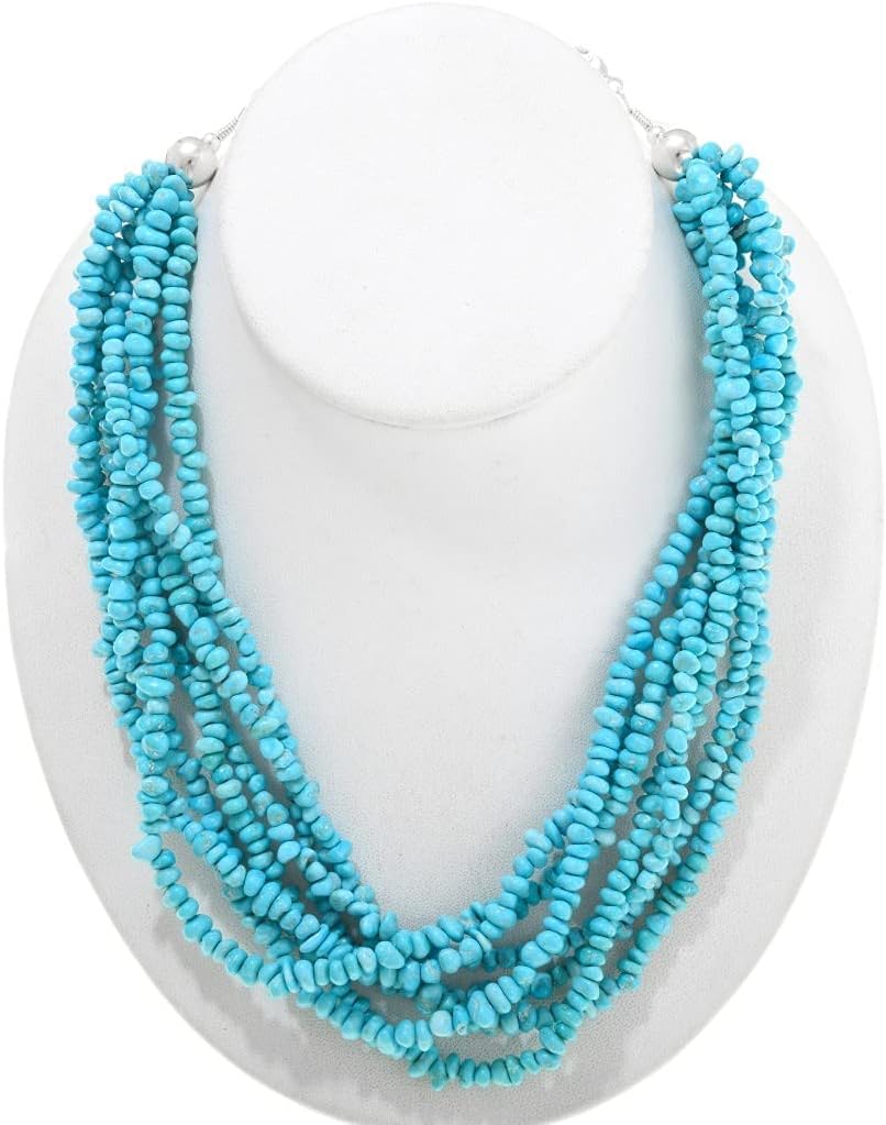 Genuine Sleeping Beauty Turquoise Beaded Necklace 7 Strands 1250