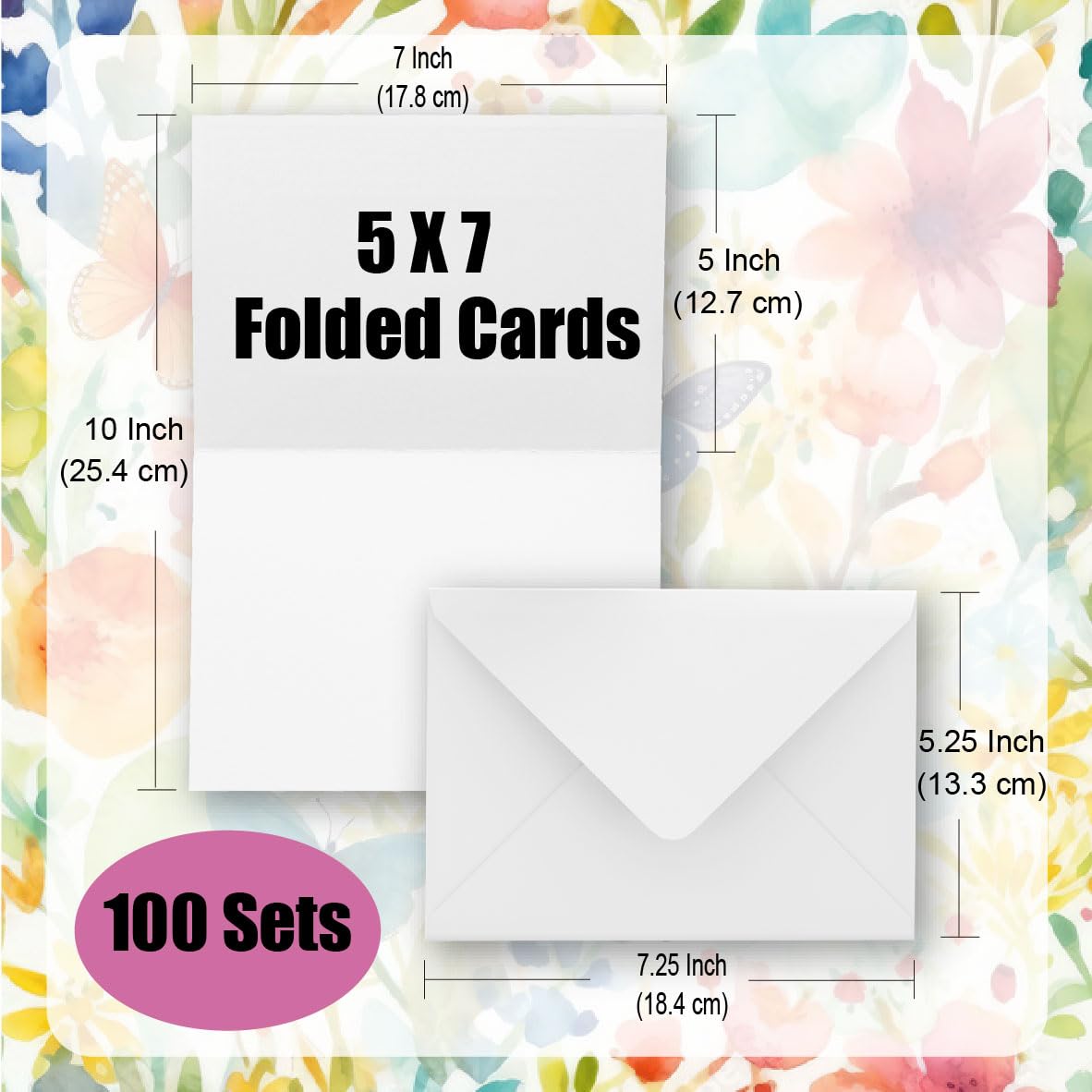 Lot de 100 cartes vierges et enveloppes, 12,7 x 17,8 cm, cartes vierges de qualité supérieure avec enveloppes, cartes de vœux vierges avec enveloppes pour la fabrication de cartes, Noël, anniversaire