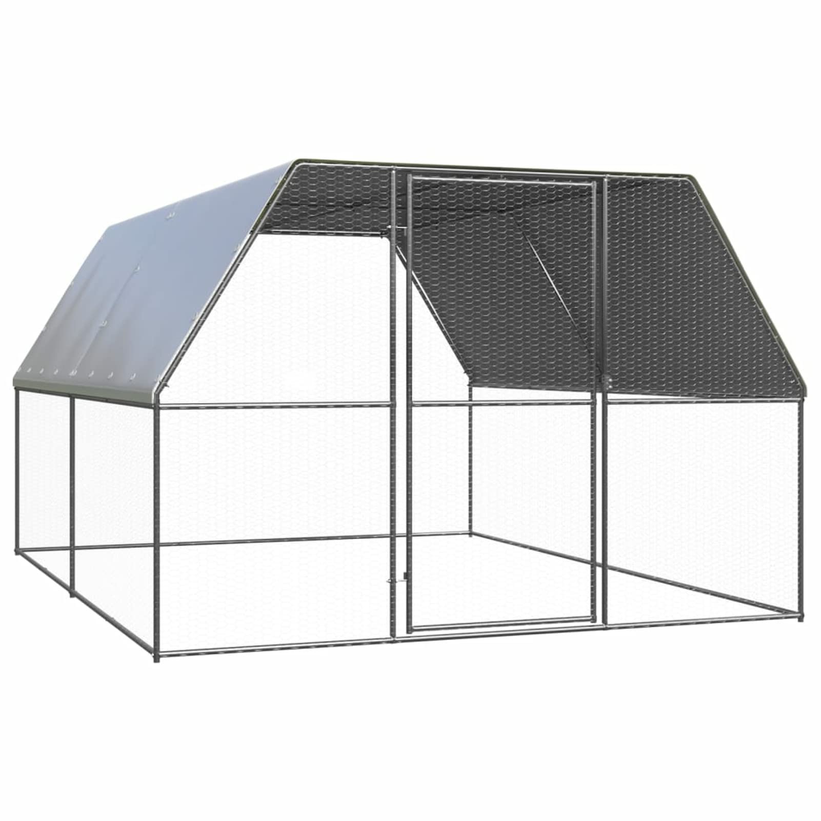 Gecheer Gallinero, pajarera, de exterior, de acero galvanizado, 3 x 4 x 2 m, jaula para pollos de exterior, gallinero de jardín