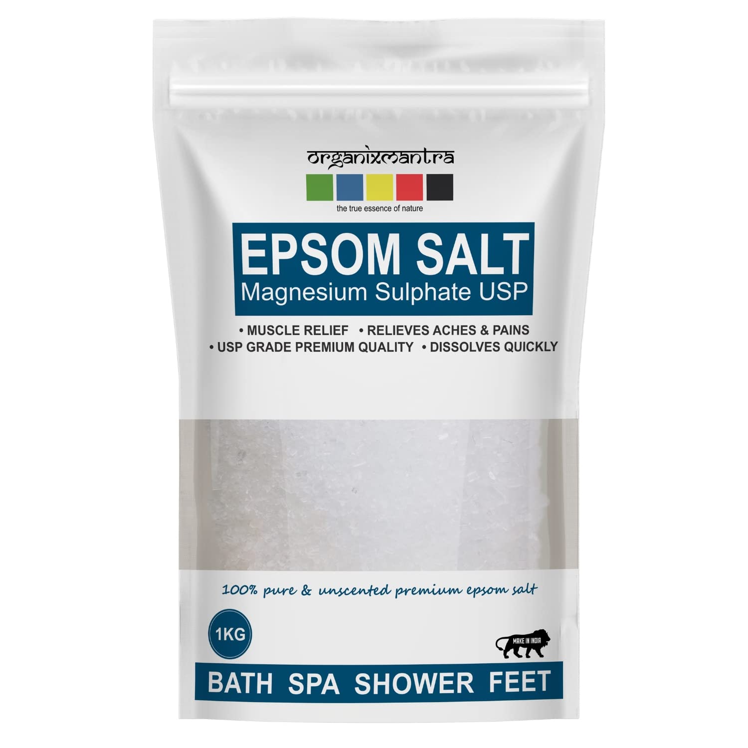 Organix Mantra Epsom Bath Salt Crystal and Bath | For refreshing bath soak, relieves aches & pain – 1KG Organix Mantra Epsom Bath Salt Crystal and Bath | For refreshing bath soak, relieves aches & pain – 1KG