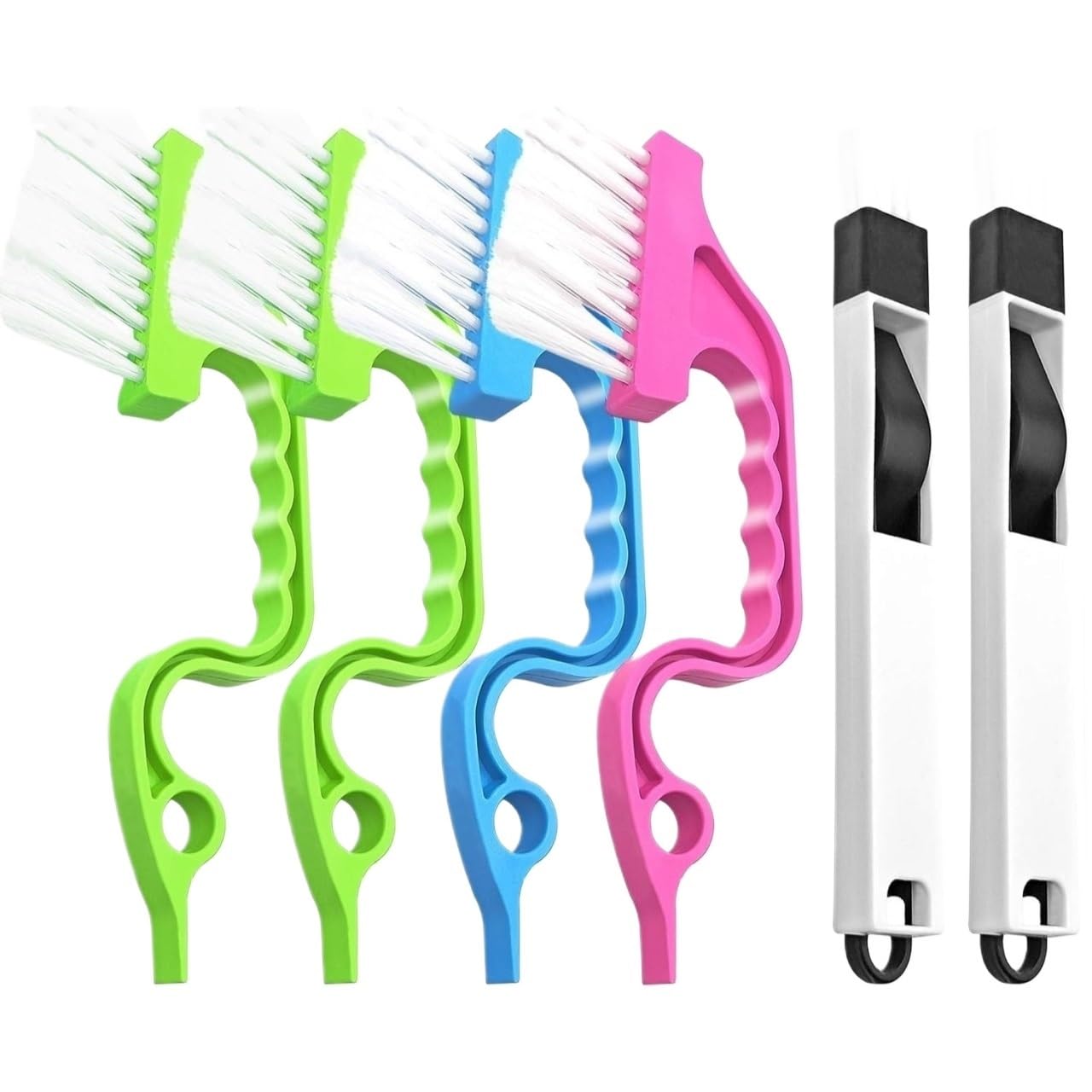 Sunrrafck Multicolor 6-Piece Crevice Cleaning Brush Set For Window Tracks, Door Gaps, Kitchen Grooves With Dustpan
