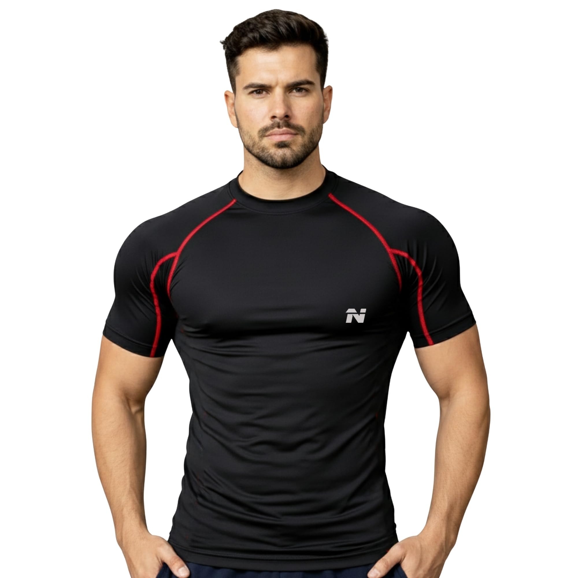 ninq Full Sleeve Compression, Workout, Round Neck, Down Shoulder T-Shirt - Men's Gym, Athletic & Sports Tights for Fitness-picture-26