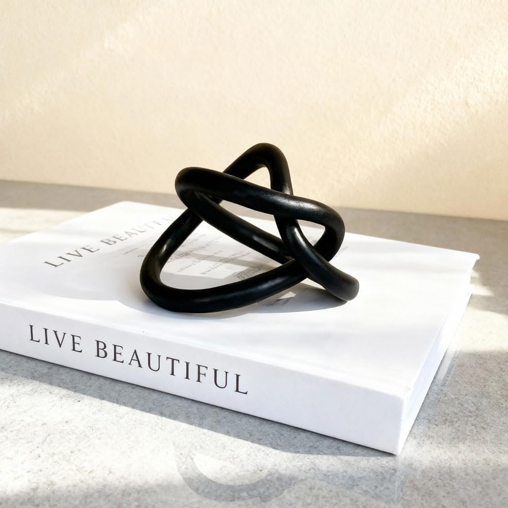 QIANLING モダンゴールドノット彫刻 ホームデコレーション - 抽象的な幾何学的アート装飾 リビングルーム、オフィス、玄関用