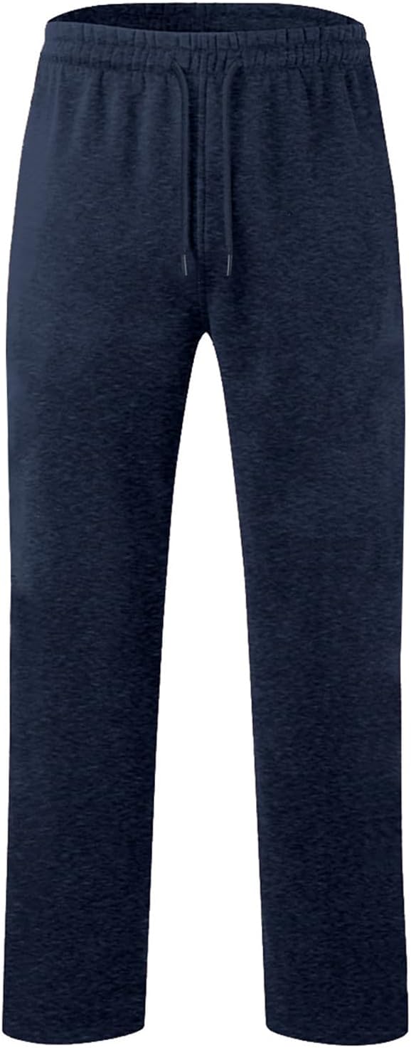 Men's Fleece Sweatpants Open Bottom Drawstring Hiking Jogger Workout Sweatpants for Men with Pockets - Image 6
