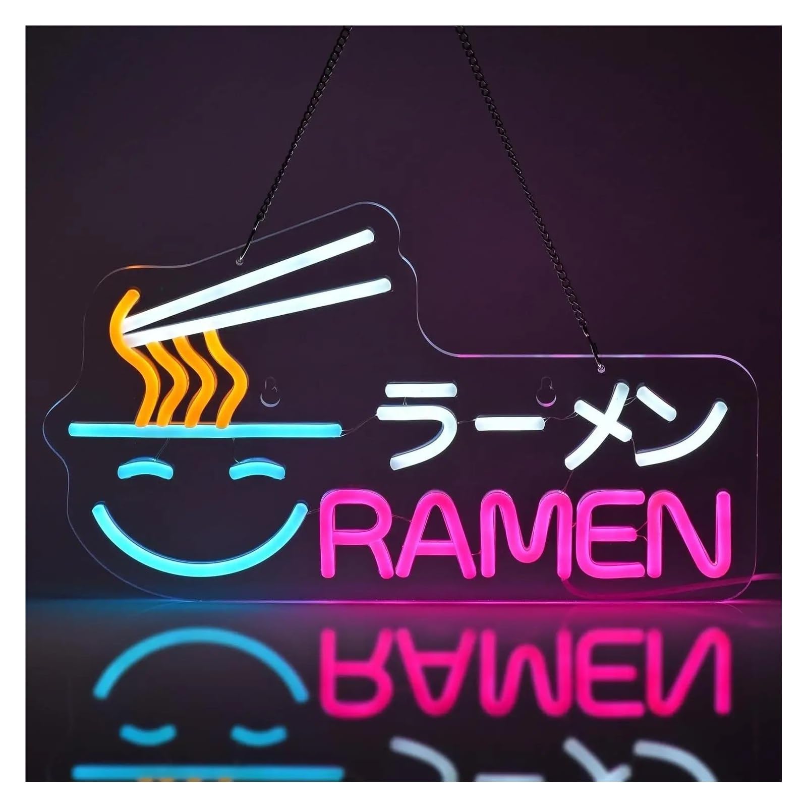 Hängende Kunst Leuchtreklamen "Ramen" Leuchtreklame „Japanische Nudeln“, LED-Leuchten Für Restaurants, Geschäfte, Küche, Esszimmer, Nudel-Wandkunst-Dekorationen 16.5x9.1in