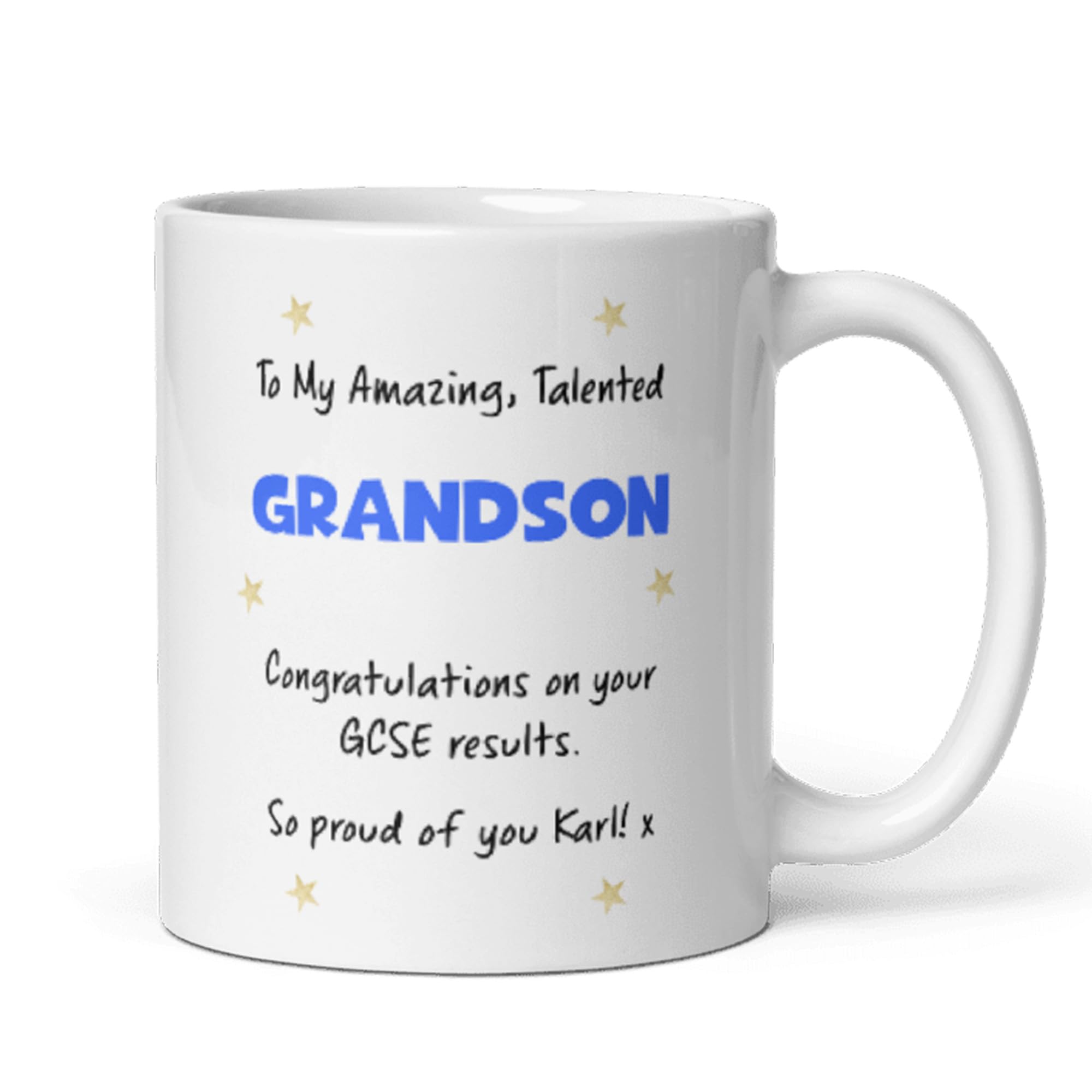 Confidently Quirky - Personalised Grandson GCSE Results White Mug, Well done Son, GCSE Results, Congrats apprenticeship, GCSE Proud of you, Going To College