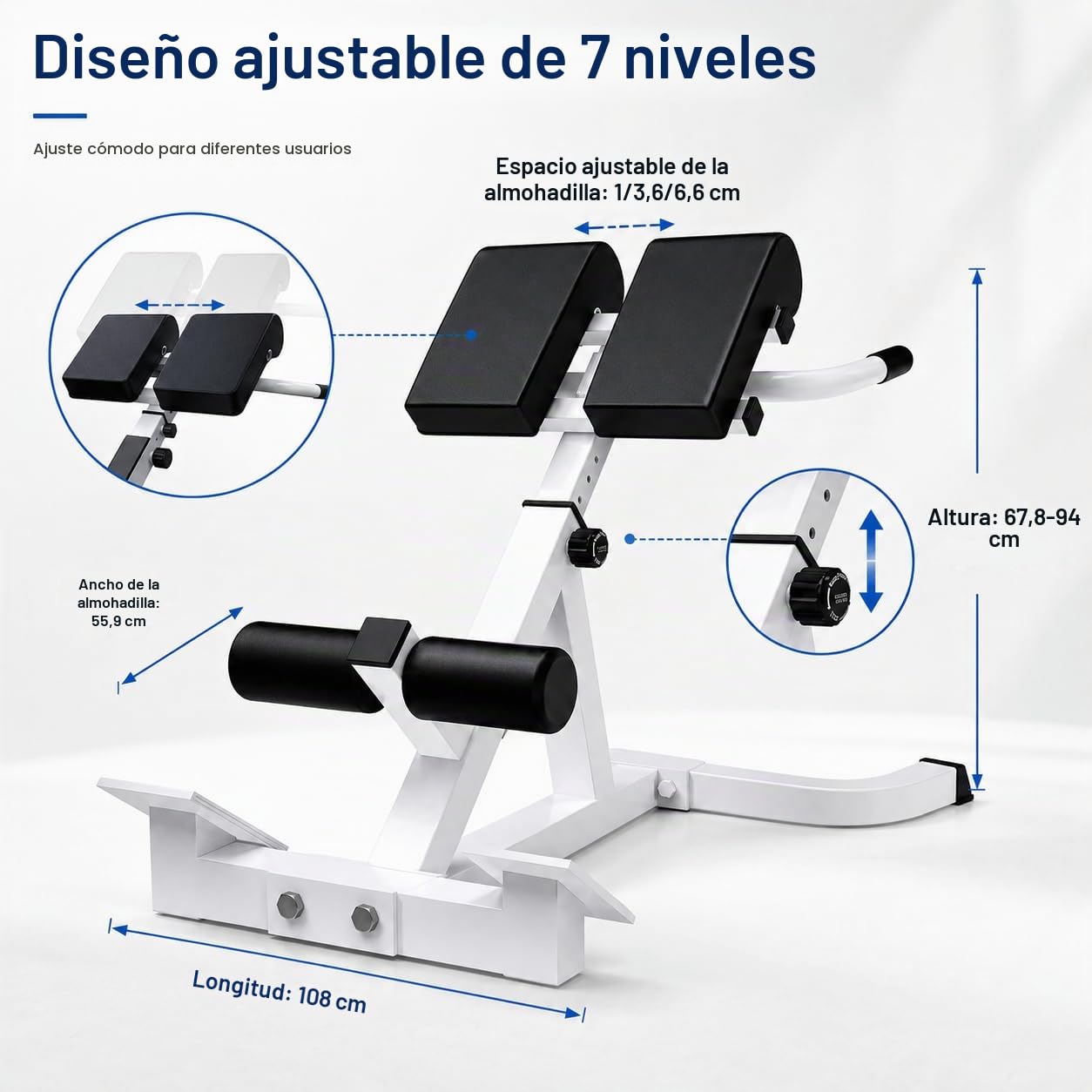 Banco de hiperextensión para silla romana, máquina de extensión de espalda ajustable para núcleo, espalda baja, glúteos, isquiotibiales, banco de abdominales de acero resistente con 7 niveles de
