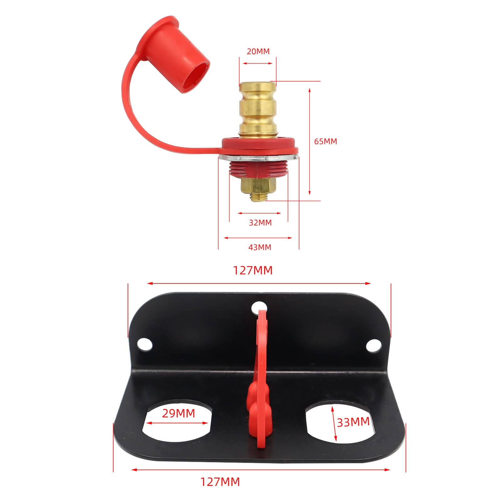 Bornes de Batterie à Distance, Kit de Relocalisation des Bornes de Batterie, Installation Simple, conductivité Supérieure, 2 Couvercles pour Tondeuse, Bateau, UTV, ATV, Voiture,