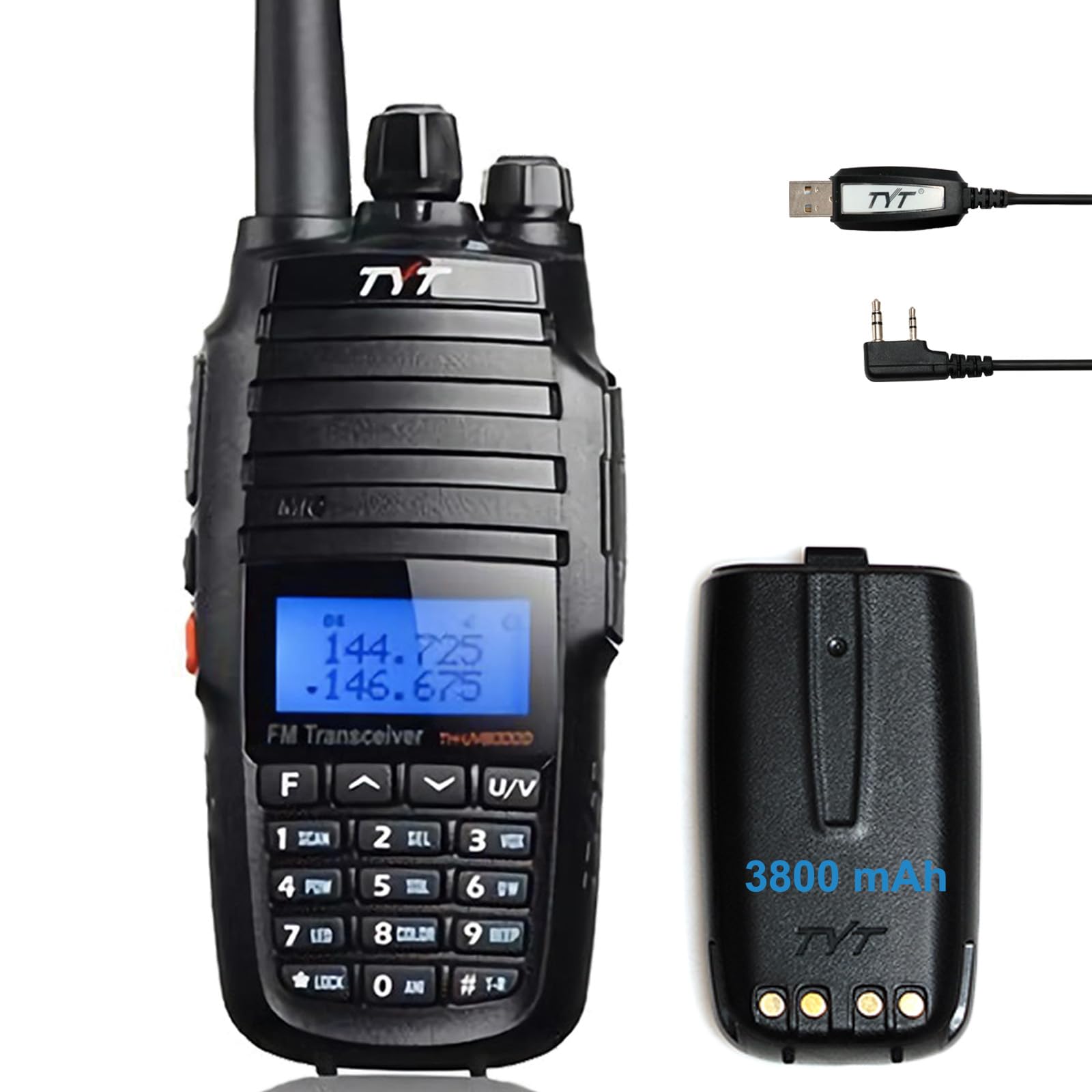 TYT TH-UV8000D Dual Band Ham Radio Handheld 10W Long Range Cross-Band Repeater, 3800mAh Battery Rechargeable Two Way Radio with Charging Cradle, VOX for Camping Hiking Outdoor Support Chirp
