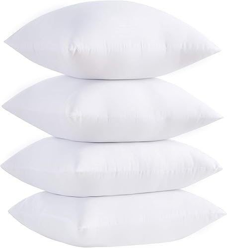 Miniatura 4 de Acanva Relleno de almohada suave de poliéster hipoalergénico, forma cuadrada, lavable, relleno de funda europea, 20 a 2 piezas, blanco, 2 unidades