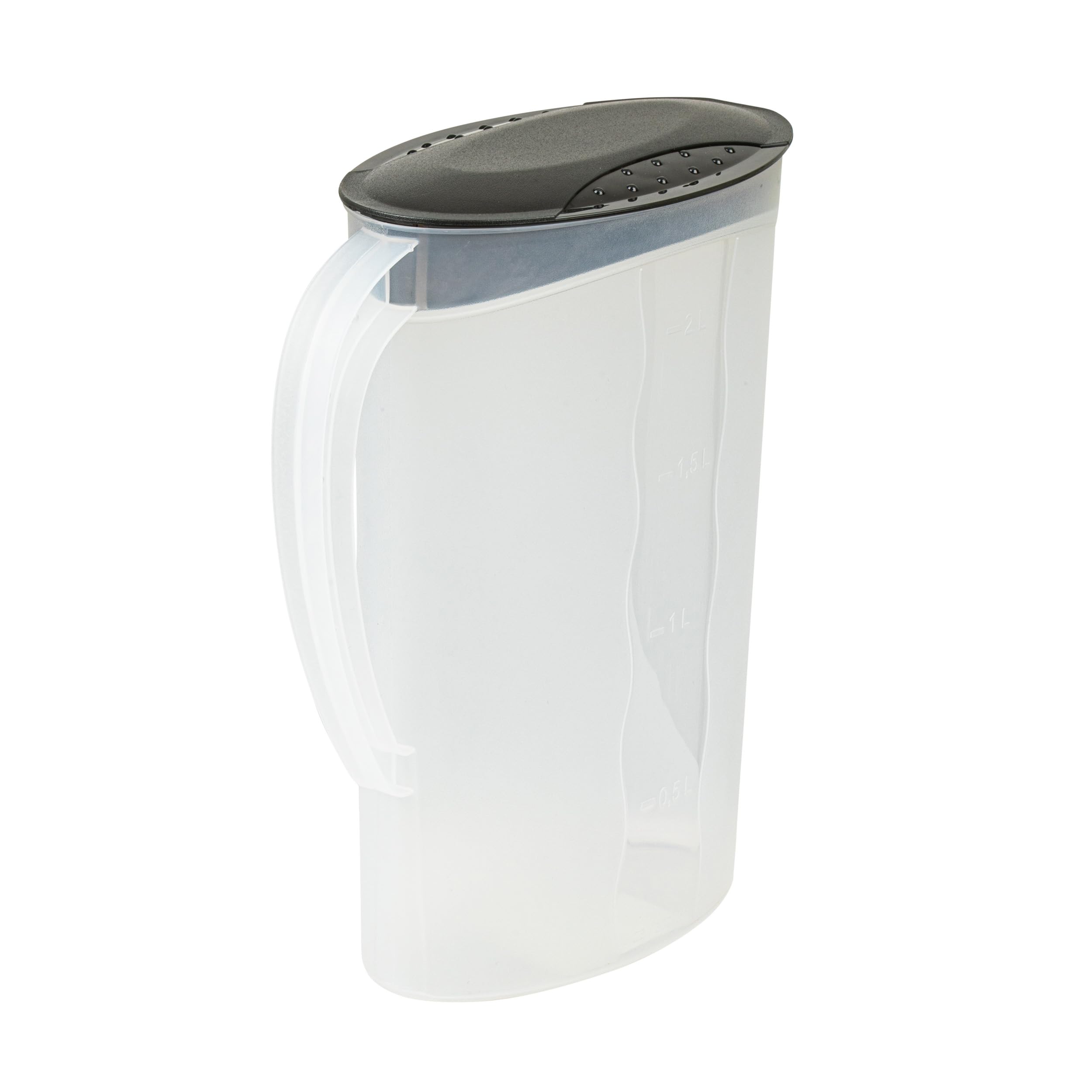 keeeper Dzbanek do soku z pokrywką, 2 l, polipropylen, 9,5 x 18,5 x 24,5 cm, Sara, czarny/przezroczysty