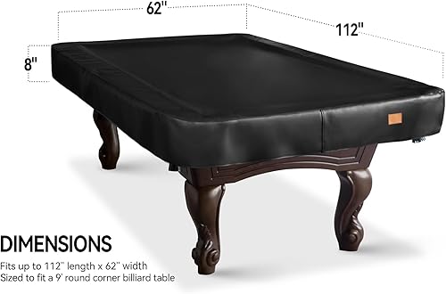 Miniatura 81 de Cubierta de mesa de billar de cuero sintético resistente, cubierta impermeable y resistente a desgarros para mesa de billar de 7/8/9 pies, 9 pies