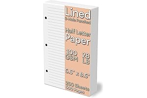 Half Letter Notebook Paper - 5.5x8.5 Paper