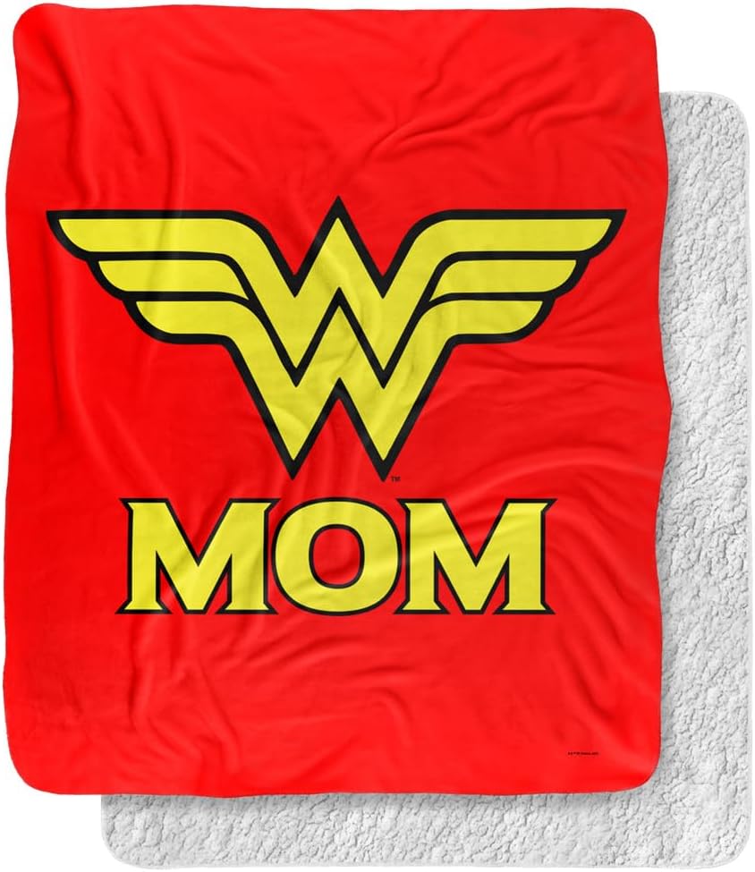 Wonder Woman Wonder Mom Silky Touch Sherpa Back Super Soft Throw Blanket