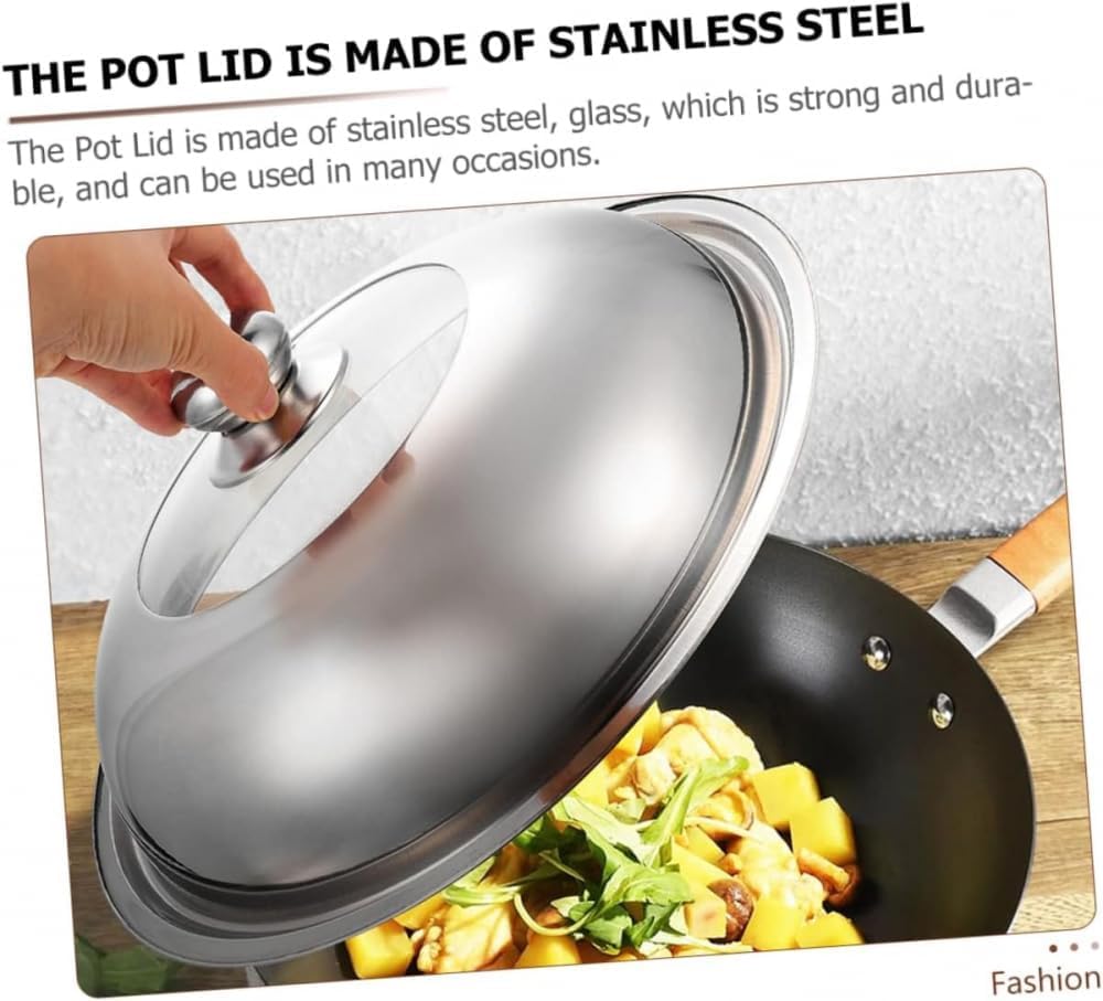 Tapa De Olla De Acero Inoxidable De Repuesto, Lavable, De Vidrio Plateado, para Sartén, Tapa De Olla De Cocina, Tapa De Metal, Tapa Universal para Olla, Suministros De Cocina., 26 cm